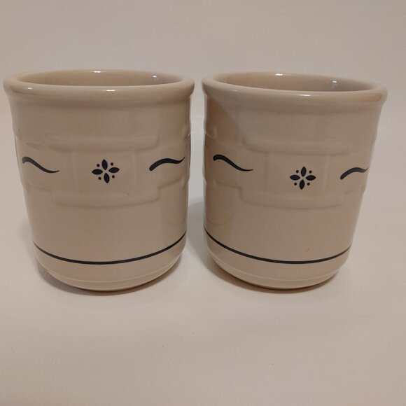 Longaberger WOVEN TRADITIONS Blue12 oz Mug, 4", USA, Woven Basket Raised… - Picture 3 of 6